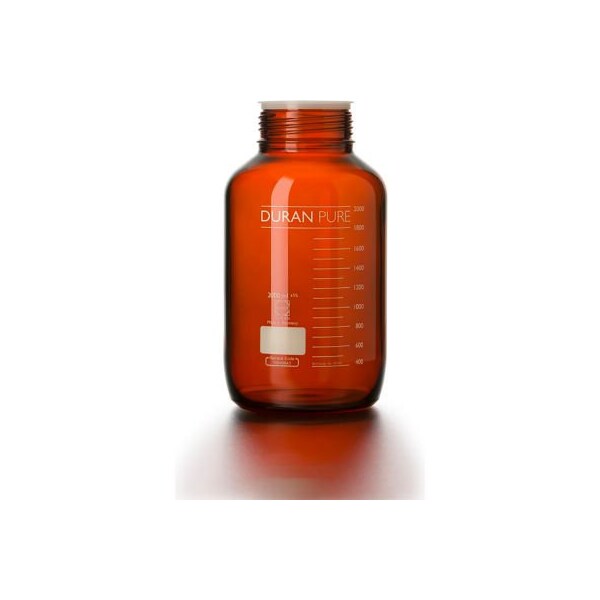 Cp Lab Safety. Duran PURE Bottle Only, Amber Borosilicate Glass, GLS-80, 2 Liter, Case of 10 818666307 - main